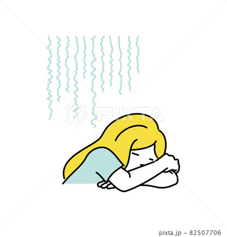 具合が悪くだるそうにする女性のイラスト 82507706