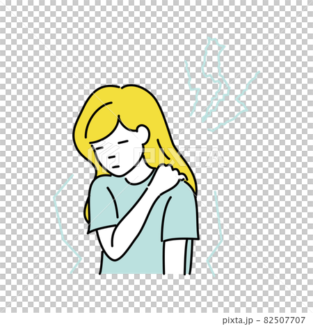 一個肩膀僵硬的女人的插圖 一個肩膀僵硬的女人的插圖 82507707