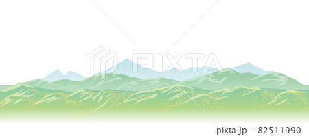 春の霞がかった山々の風景 ベクターイラスト	 82511990