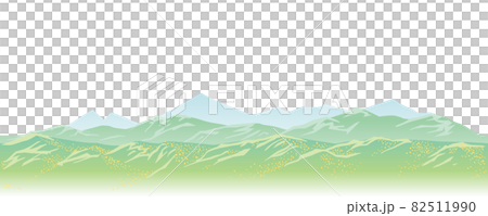 春の霞がかった山々の風景 ベクターイラスト	 82511990
