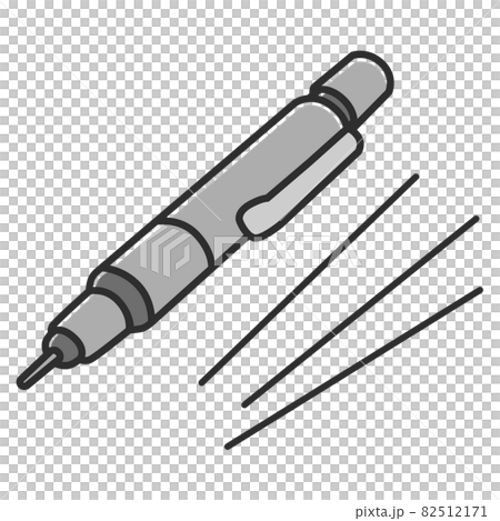 シャープペンシル 灰色 シャー芯 手書き風 イラスト アイコンのイラスト素材