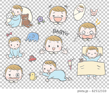 赤ちゃんの喜怒哀楽イラストセット 赤ちゃんの喜怒哀楽イラストセット 82512310
