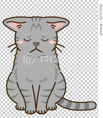 落ち込む猫（サバトラ）のイラスト素材 [82512582] - PIXTA