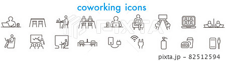 Co-working space line icon set 82512594