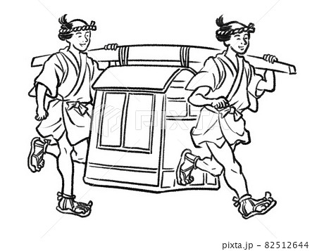 日本画タッチの駕籠の人物イラスト 日本画タッチの駕籠の人物イラスト 82512644