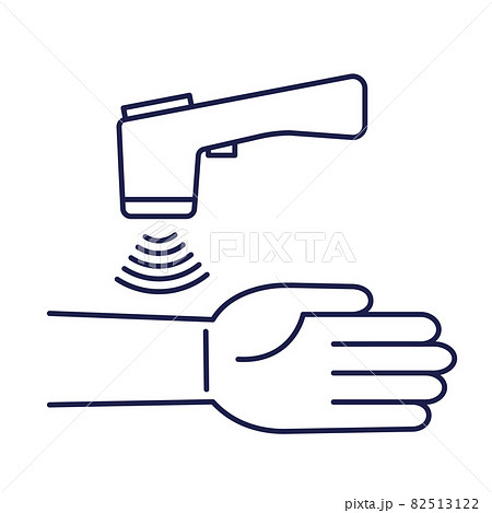 非接触の体温計で手首の温度を測っているイラスト 82513122