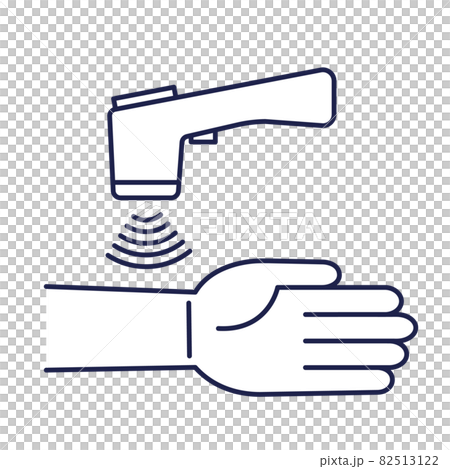 非接触の体温計で手首の温度を測っているイラスト 82513122