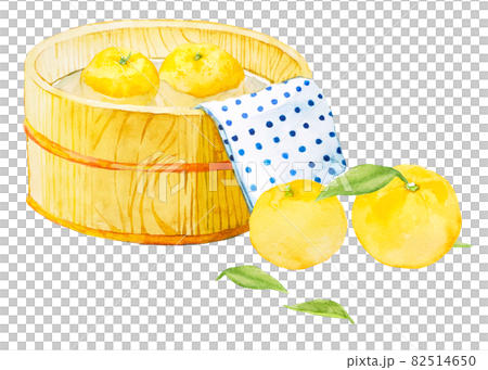 ゆず湯の水彩イラスト 冬至 果物 他複数バリエーションあります ゆず湯の水彩イラスト 冬至 果物 他複数バリエーションあります 82514650