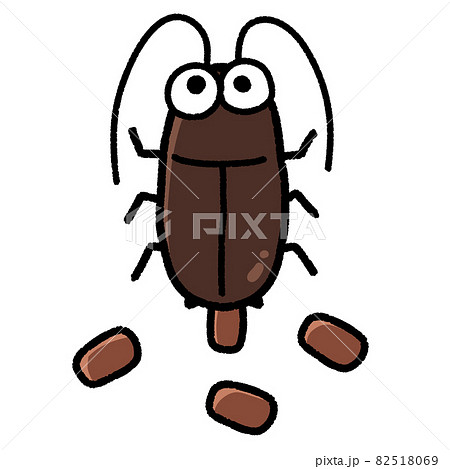 かわいいゴキブリと卵鞘のイラスト素材