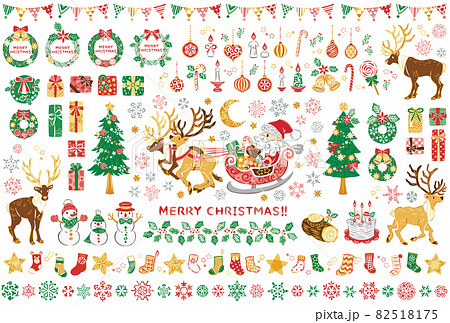 クリスマス　サンタクロース　アイコン　イラストセット 82518175