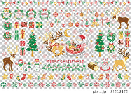 クリスマス　サンタクロース　アイコン　イラストセット 82518175