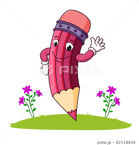 The cute pencil is waving the hand of illustration The cute pencil is waving the hand of illustration 82518836