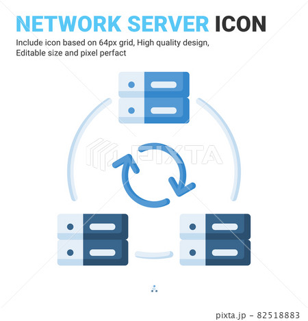 Network server icon vector with flat color style isolated on white background. Vector illustration networking sign symbol icon concept for digital IT, logo, industry, technology, apps, web and project 82518883