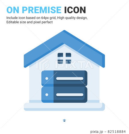 On premise icon vector with flat color style isolated on white background. Vector illustration database, server sign symbol icon concept for digital IT, industry, technology, apps, web and all project 82518884