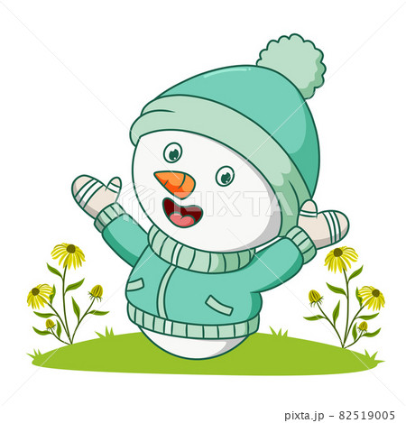 The snowman is wearing the winter costume of illustration 82519005