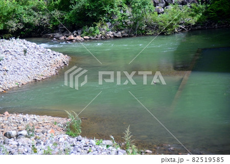 砂防堰堤の澱みの色 82519585