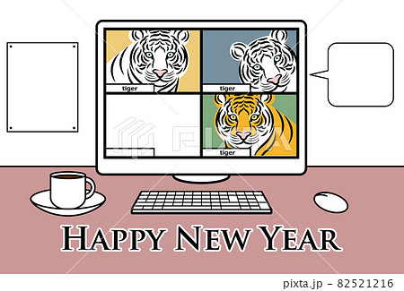 ストックイラスト 22年寅年の年賀状テンプレート発売中です イラストレーターみやもとかずみのイラスト素材 ๑ ๑