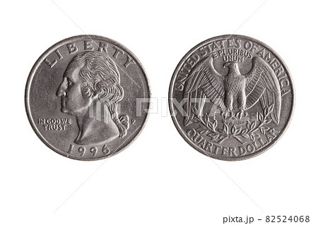 USA quarter dollar nickel coin (25 cents) with a portrait image of George Washington obverse and Bald Eagle reverse USA quarter dollar nickel coin (25 cents) with a portrait image of George Washington obverse and Bald Eagle reverse 82524068