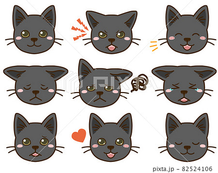 猫（黒）の表情顔アイコン 82524106