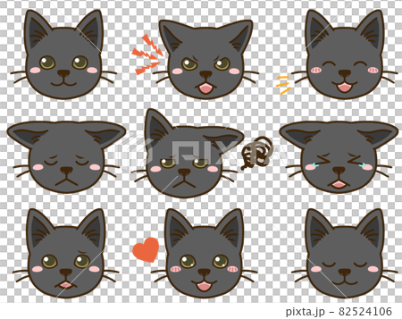 猫（黒）の表情顔アイコン 82524106