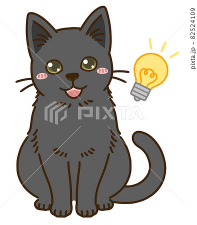 思い付く猫 黒 のイラスト素材 思い付く猫 黒 のイラスト素材