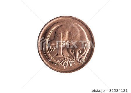 Australia one cent penny coin with an image of a Feathertail Glider possum cut out and isolated Australia one cent penny coin with an image of a Feathertail Glider possum cut out and isolated 82524121