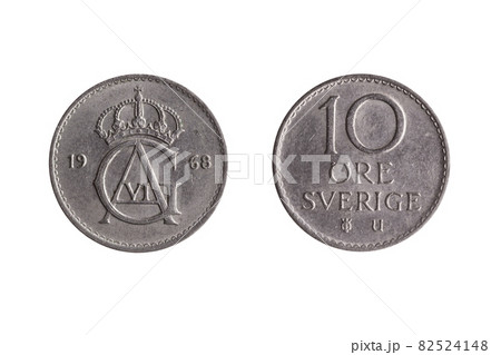 Sweden coin 10 Ore  Gustaf VI cut out and isolated 82524148