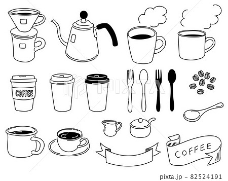 コーヒーイラストの線画01のイラスト素材