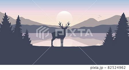reindeer by the lake at sunrise wildlife nature landscape 82524962