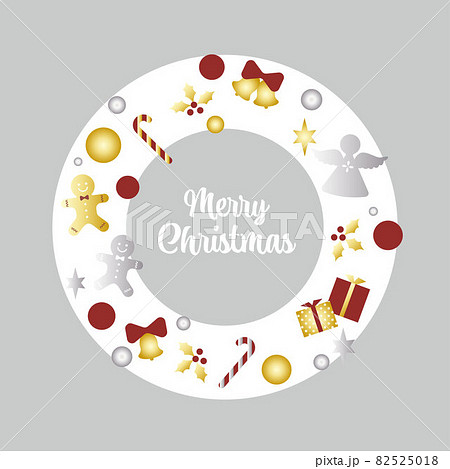 白いクリスマスリースのイラスト素材 ベクター 飾り枠 82525018