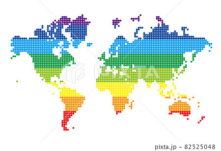 カラフルで楽しい世界地図、大西洋、8色 82525048