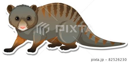 A Sticker Template Of Mongoose Cartoon Characterのイラスト素材
