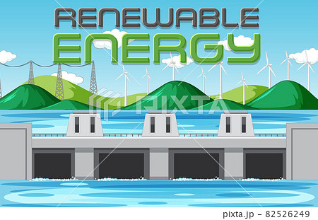 Hydro Power Plants generate electricity with renewal banner Hydro Power Plants generate electricity with renewal banner 82526249