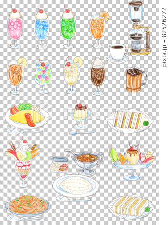 レトロ喫茶店の色々なメニュー 82526272