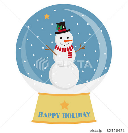 シルクハットを被った雪だるまのスノードームのイラストのイラスト素材 シルクハットを被った雪だるまのスノードームのイラストのイラスト素材