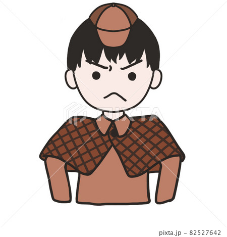 肩を怒らせるしかめっ面の若い探偵 男1 のイラスト素材