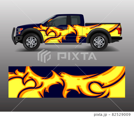 cargo van and car wrap vector, Truck decal designs, Graphic abstract stripe designs for offroad race, adventure and livery car 82529009