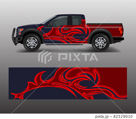 wrap graphic design vector for off road truck. Abstract sporty and adventure racing background. Full vector eps 10 82529010