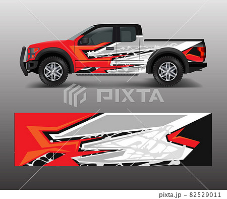 Truck and car graphic background wrap and vinyl sticker design vector 82529011