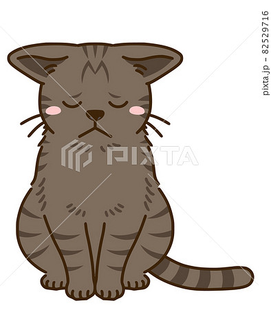 落ち込む猫 キジトラ のイラスト素材
