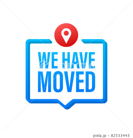 We re moving icon badge. Ready for use in web or print design. Vector stock illustration. We re moving icon badge. Ready for use in web or print design. Vector stock illustration. 82533443