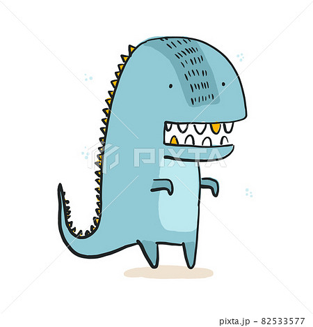 Cute hand drawn color tyrannosaurus illustration 82533577