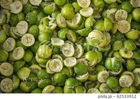 Half cut Lemon and Lime peel used 82533912