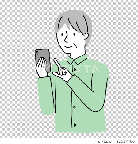 スマホを操作するシニア男性 82537490