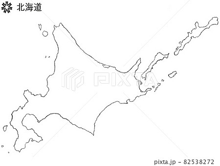 北海道 白地図イラスト 道章道名入りのイラスト素材 5372