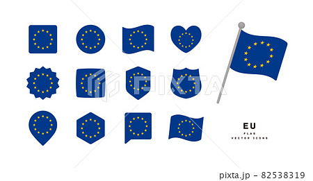 EUの国旗 色々な形のアイコンセット ベクターイラスト