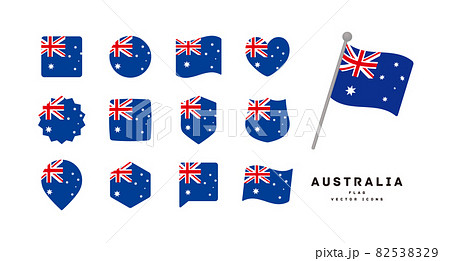 オーストラリアの国旗 色々な形のアイコンセット ベクターイラストのイラスト素材 5329