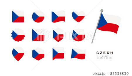 チェコの国旗 色々な形のアイコンセット ベクターイラスト