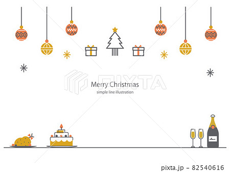 シンプルでお洒落なクリスマスディナーテーブルの背景素材のイラスト素材