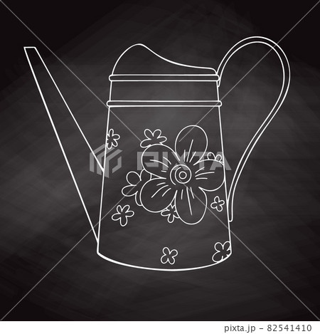 Sketch watering can for the garden. Watering can isolated on a black background. Vector Sketch watering can for the garden. Watering can isolated on a black background. Vector 82541410